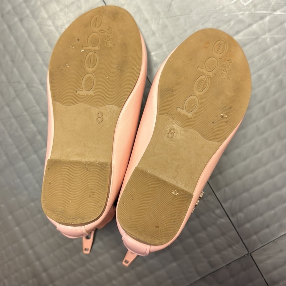 BEBE GIRLS PINK RHINESTONE DRESS SHOES FLATS SIZE 8 - Picture 6 of 7